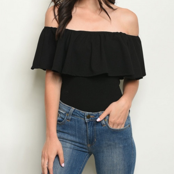 OFF SHOULDER RUFFLE BODYSUIT - Picture 2 of 9